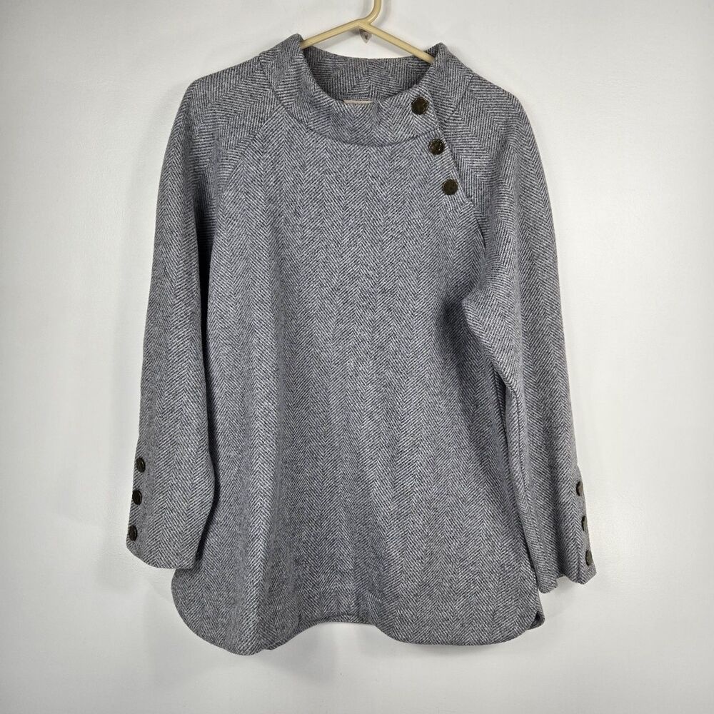 Soft‎ Surroundings Women's Size XL Gray Herringbone Pullover Sweater Top